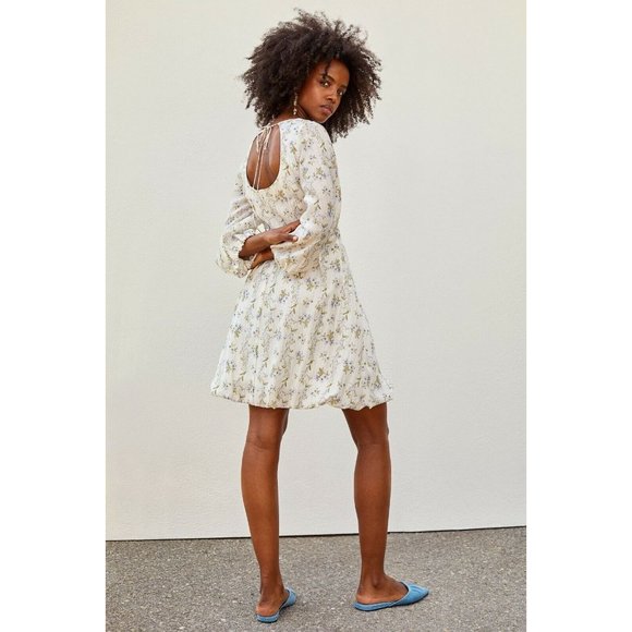 NWT BROCK COLLECTION X H&M COLLABORATION WHITE FLORAL BALLON HEM DRESS SZ MEDIUM - Picture 5 of 12